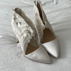White satin booties